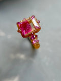 Bicolor Tourmaline & Pink Sapphire Bespoke Custom Ring