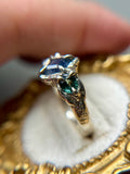 Green and Blue Madagascar Sapphire Sterling Silver Ring Size 6