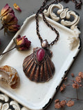 Real Seashell/ Rhodonite/ Pearl Copper Necklace