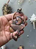 Ammonite Fossil/ Green Kyanite/ Seraphinite Copper Necklace
