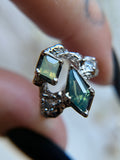 Green Milk Sapphire & Diamond Bespoke Custom Ring Solid Gold 18k