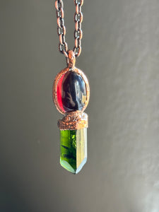 Brazilian Tourmaline & Garnet Copper Necklace