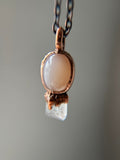 Peach Moonstone & Raw Danburite Copper Necklace