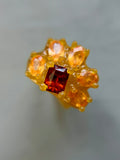 Autumn Equinox Inspired Hessonite Garnet & Tangerine Garnet Sterling Silver Ring for Bespoke