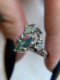 Green Milk Sapphire & Diamond Bespoke Custom Ring Solid Gold 18k
