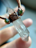 Double Terminated Tibetan Quartz/Green Garnet/ Peridot Copper Necklace