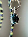 Black Matrix Opal/ Peridot/Lapis Lazuli/ Hypersthene Beaded Sterling Silver Necklace