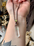 Green Phantom Quartz With Peridot Copper Necklace