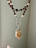 Rutile/ Garnet/ Smokey Quartz Beaded Sterling Silver Necklace