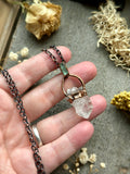 Tibetan Quartz And Green Tourmaline Copper Necklace