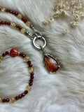 Sunstone/ Rutile/ Hessonite Garnet Sterling Silver Necklace
