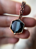 Blue Tigers Eye Hexagon Copper Necklace