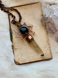 Smoky Quartz, Onyx, Peridot Copper Necklace
