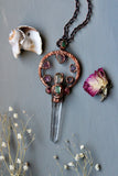 Clear Quartz/ Green Tourmaline/ Facted Citrine/ Faceted Ponk Tourmaline/ 5 Pink Tournaline Slice Copper Necklace