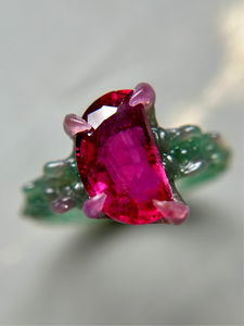 Pink Rubellite Tourmaline Crescent Moon Bespoke Custom Ring