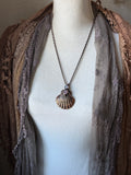 Kyanite/ Rainbow Moonstone/ Sea Shell Copper Necklace