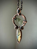 Moldavite/ Star Rutile/ Raw Hessonite Garnet/ Hypersthene Copper Necklace