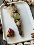 Golden Rutile/ Prehinite/ Tibetan Turquoise/ Smoky Quartz Copper Necklace