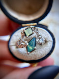 Green Milk Sapphire & Diamond Bespoke Custom Ring Solid Gold 18k