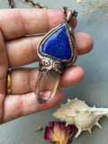 Lapis Lazuli/ Rare Silver Rutile Copper Necklace