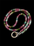 Raw Paprok Tourmaline & Watermelon Tourmaline Beaded Sterling Silver Necklace