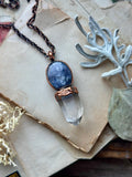 Iolite Sunstone/ Clear Quartz Point Copper Necklace