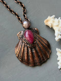 Real Seashell/ Rhodonite/ Pearl Copper Necklace