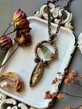 Moldavite/ Star Rutile/ Raw Hessonite Garnet/ Hypersthene Copper Necklace