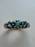 Triple Madagascar Sapphire Sterling Silver Ring Size 8.25