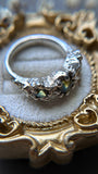 Green Parti Sapphire Sterling Silver Ring Size 6