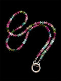Raw Paprok Tourmaline & Watermelon Tourmaline Beaded Sterling Silver Necklace