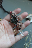 Moldavite/ Uv Reactive Petroleum Quartz/ Herkimer Diamonds/ Garnet/ Tourmaline Copper Necklace