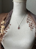 Dainty Carved Pink Tourmaline Sterling Silver Necklace