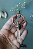 Clear Quartz/ Green Tourmaline/ Facted Citrine/ Faceted Ponk Tourmaline/ 5 Pink Tournaline Slice Copper Necklace