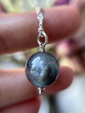 Black Aquamarine Orb Sterling Silver Necklace