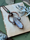 Rare Dumortierite/ Raw Hessonite Garnet/ Herkimer Diamond/ Tourmaline Copper Necklace