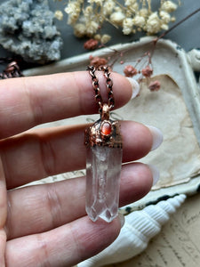 Clear Quartz Point & Hessonite Copper Necklace