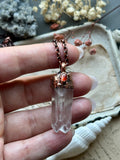 Clear Quartz Point & Hessonite Copper Necklace