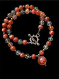 High Quality Sunstone Beaded Sterling Silver Necklace