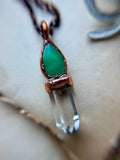 Chrysoprase/ Clear Quartz Point Copper Necklace