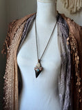 Mako Shark Tooth Fossil/ Fossil Coral/ Blue Labradorite/ Tigers Eye Copper Necklace
