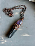 Black Tourmaline/ Apex Amethyst/ Green Tourmaline Copper Necklace