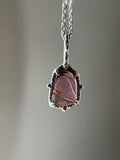 Dainty Carved Pink Tourmaline Sterling Silver Necklace