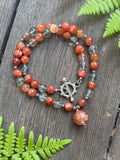 High Quality Sunstone Beaded Sterling Silver Necklace