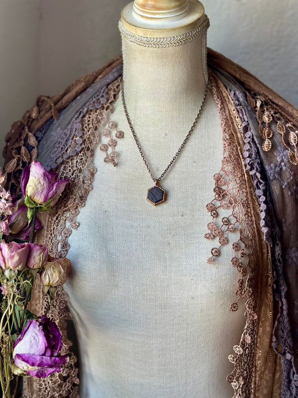 Ruby Hexagon Copper Necklace
