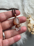 Peach Moonstone & Raw Danburite Copper Necklace