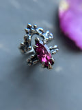 Pink Tourmaline Sterling Silver Ring Set Size 6