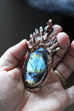 Labradorite/ Quartz/ Faceted Garnet Copper Necklace