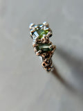Abstract Green Sapphire Sterling Silver Ring Size 6.25