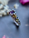 Pink & Yellow Sapphire Sterling Silver Ring Size 7